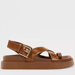 Zara Brown Leather cross strap Sandals